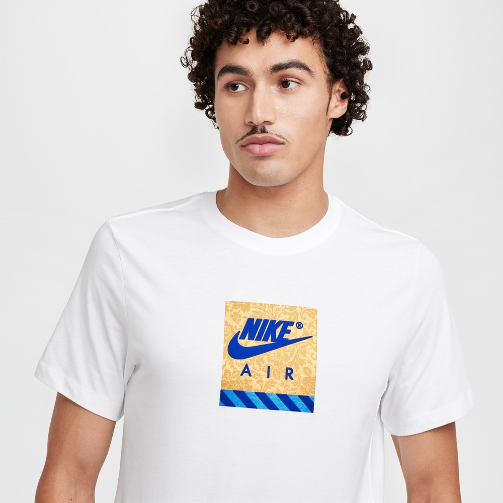Nike Air Mens Graphic Tee White Gold Blue Logo T-Shirt Small S Short Sleeve
